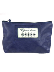 Leather Makeup Bag in Blue