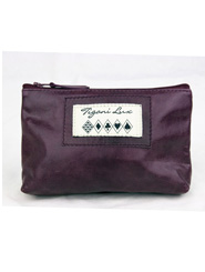 Leather Makeup Bag in Purple