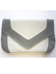 Baby Blue and White Kangaroo Leather Envelope Clutch