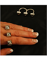 Chosen By - Silver Pyramid Stud 2 Finger Ring