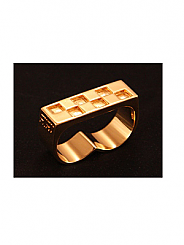 ATAT - Gold Checkered 2 Finger Ring